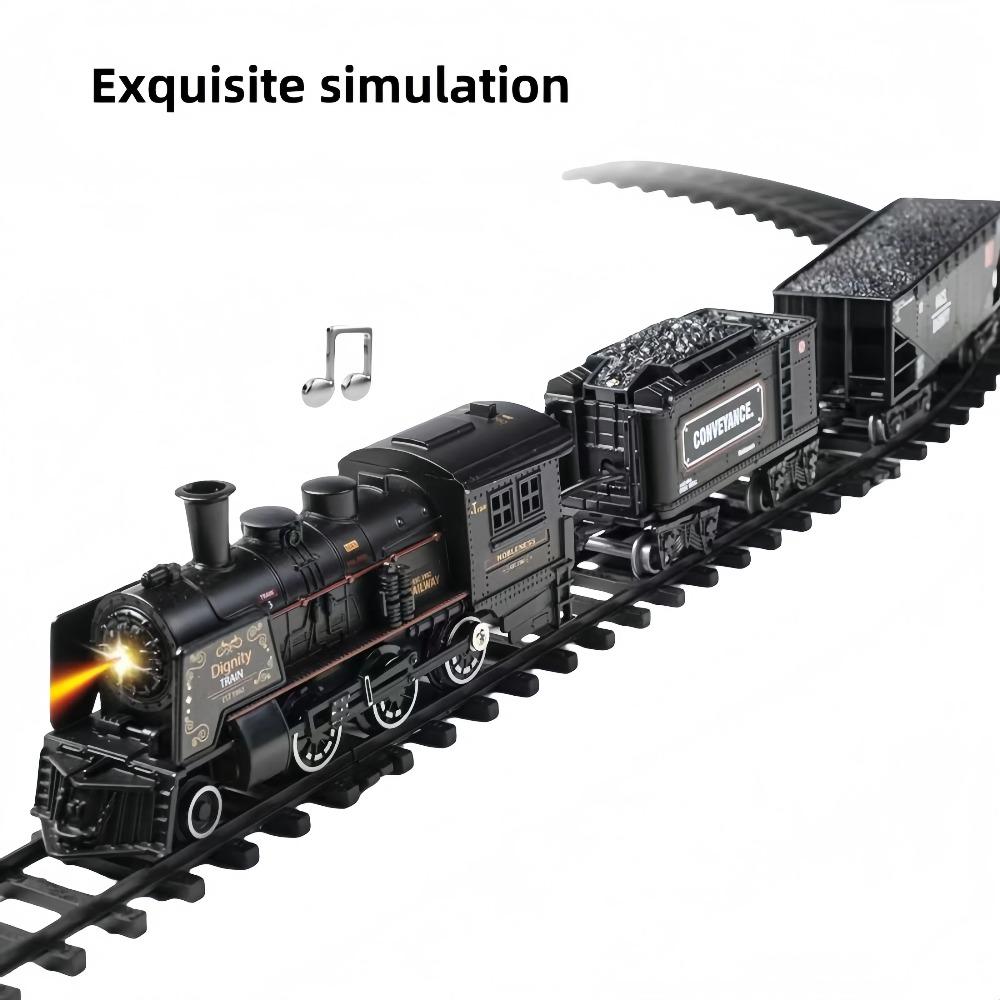 New Simulation Retro Small Train Set Track Parking Lot Steam Model High-speed Rail Children's Rail Toys Boys' Ideal Toys Christm