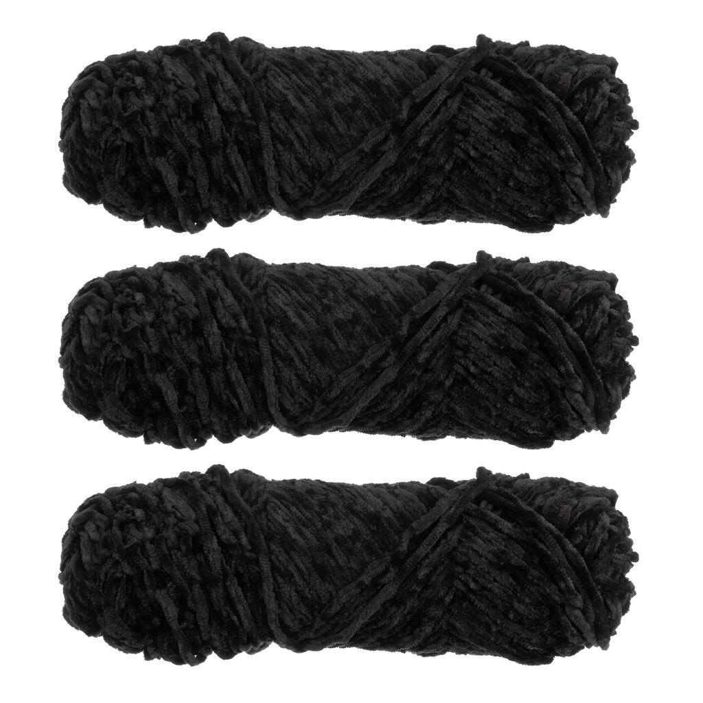3 Skeins Chenille Yarn Soft Blanket Yarn Polyester Velvet Fancy Fluffy Yarn Knitting for Crochet Weaving Scarf, White
