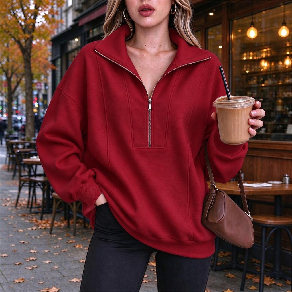 Women's Casual Loose Fit Sweatshirt with Pocket for Workout and Daily Wear