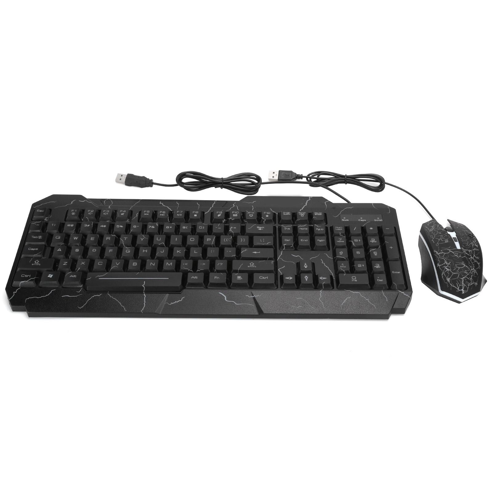 

Wired Keyboard and Mouse Set Mechanical Cracked Character Illuminated Gaming AccessoriesD620