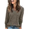 European & American Women's V-Neck T-Shirt with Short/Long Sleeves - Ribbed & Brushed Fashion Top, 2023 Edition