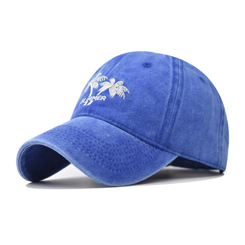 Cotton Coconut Tree Baseball Cap Washed Cartoon Embroidered Baseball Cap Foreign Trade European and American Washed Cap