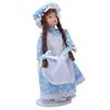 1:12 Dollhouse Ceramic Girl Figures Bendable Joints Girl Doll in Blue with Hood and Braids for Over