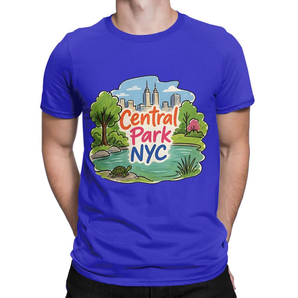 Central Park NYC Colorful Landscape Background Turtle Graphic 100 Cotton TShirt central park season 3 Tops Tees For Unisex