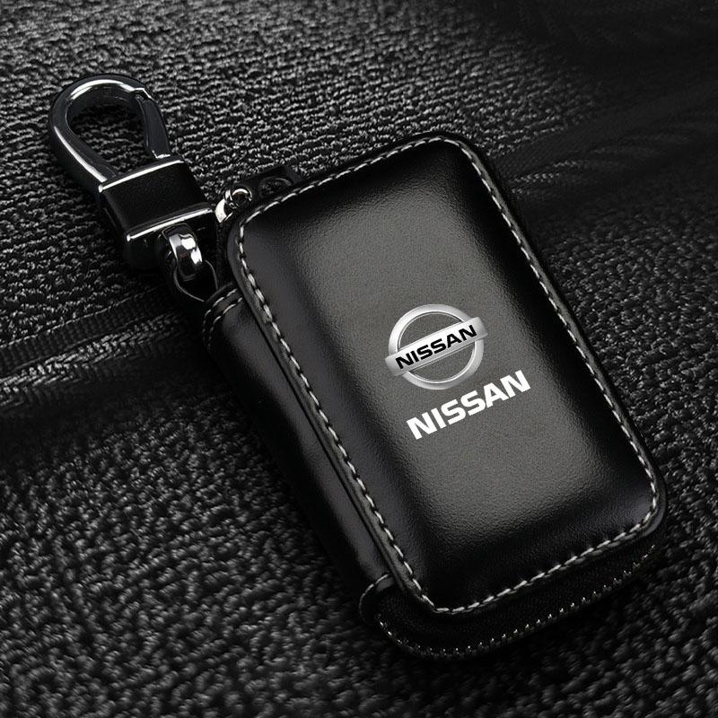 1Pcs Leather Emblem Car Key Case Keychain Zipper Key Case Bag For Nissan Nismo X-Trail T32 T31 Qashqai Tiida Teana Car Styling