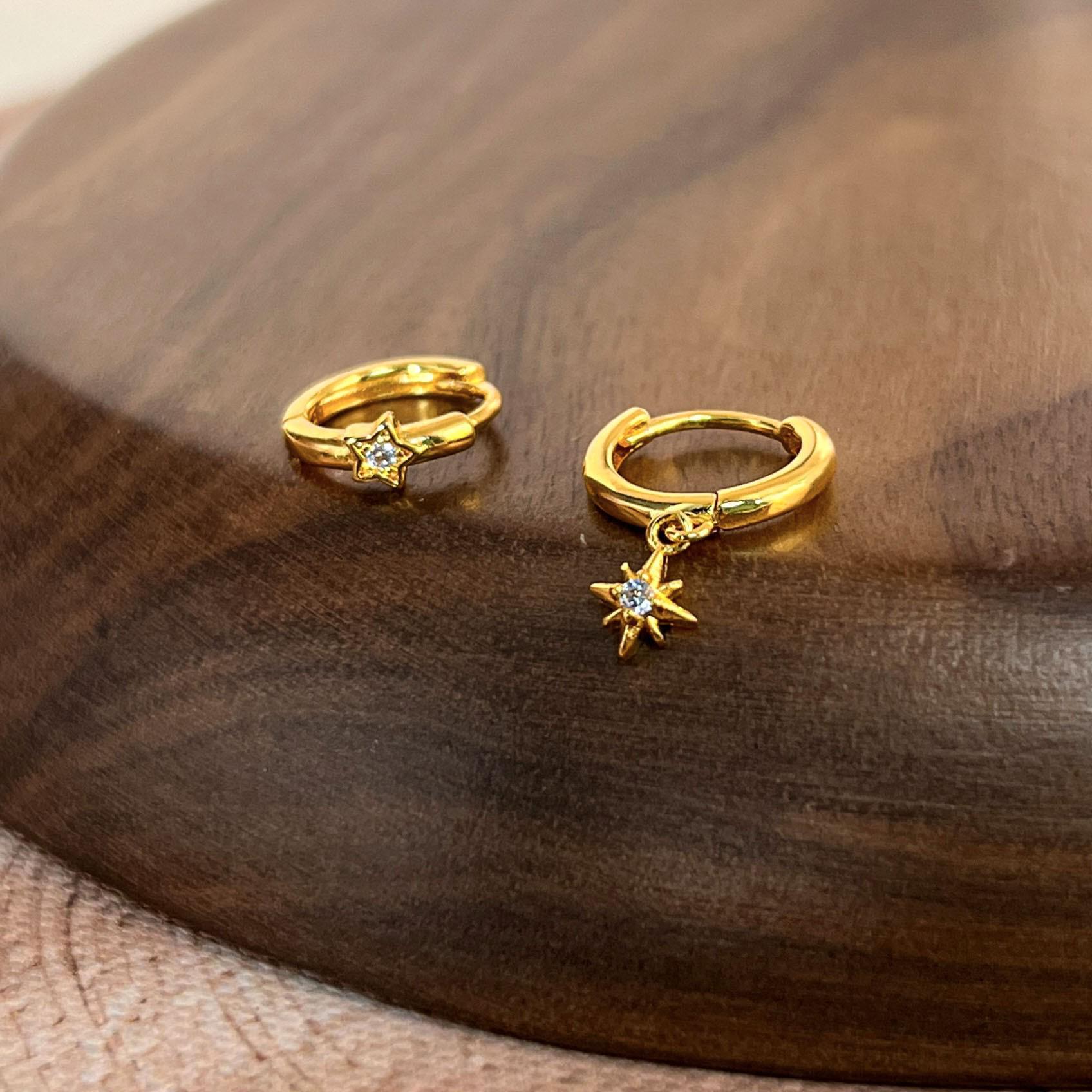 Trendy Women s Star Earrings: Simple & Fashionable Five-Pointed and Six-Pointed Studs and Ear Cuffs in New Ins Style