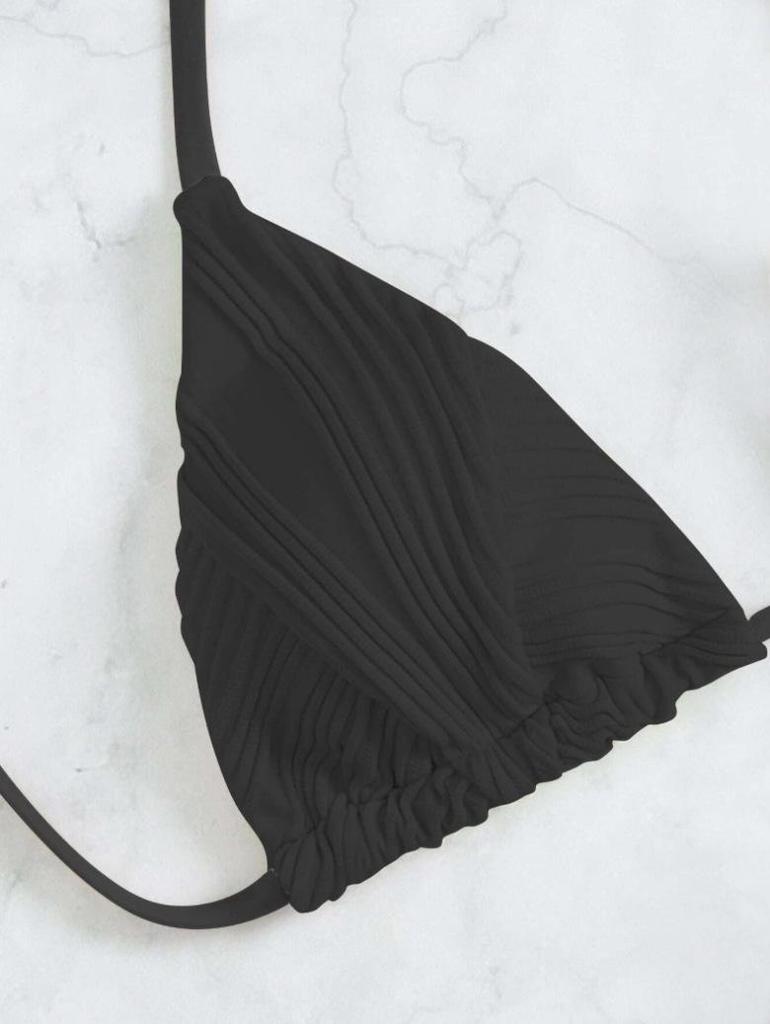 2023 Sexy Striped Solid Color Lace-up Bikini Set - Women's Two-Piece Swimsuit