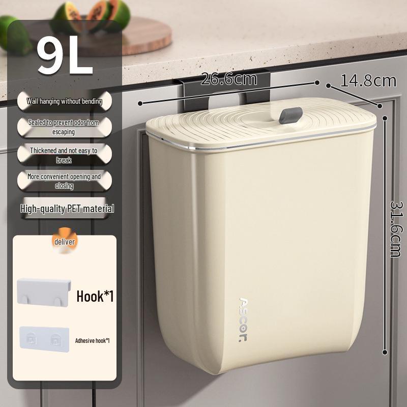 Wall-Mounted Kitchen & Bathroom Trash Can with Lid – Stylish, Large Capacity Waste Bin for Home