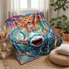Unicorns Dreaming Under Rainbow Theme Blanket Lightweight Warm Flannel Blanket Decorative Throw Blanket for Home Decoration