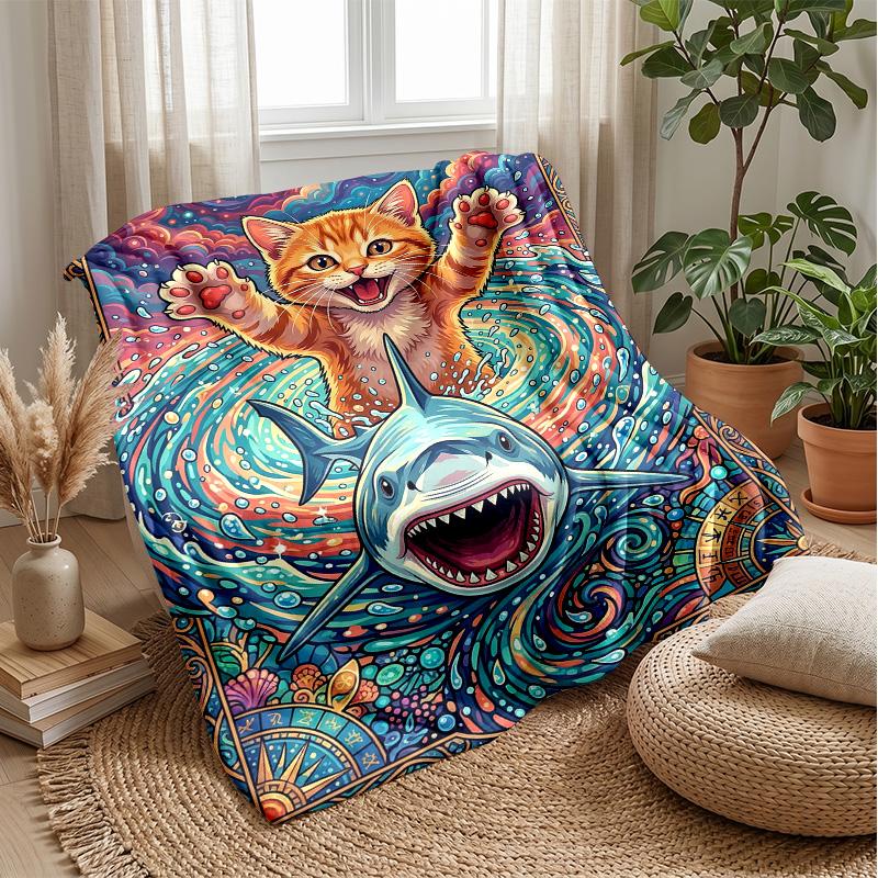 Unicorns Dreaming Under Rainbow Theme Blanket Lightweight Warm Flannel Blanket Decorative Throw Blanket for Home Decoration