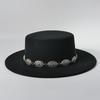Unisex Klassische Filz Kirchenhüte Britischer Stil Breiter Rand Oberer Fedora Hut Hochzeits Verkleidung Breiter Rand Flacher Oberteil
