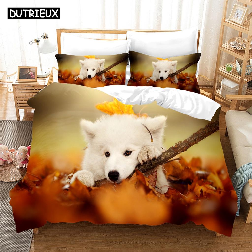 3D Samojede Bettwäschesets Bettbezugset mit Kissenbezug Twin Full Queen King Bettwäsche Bettwäsche