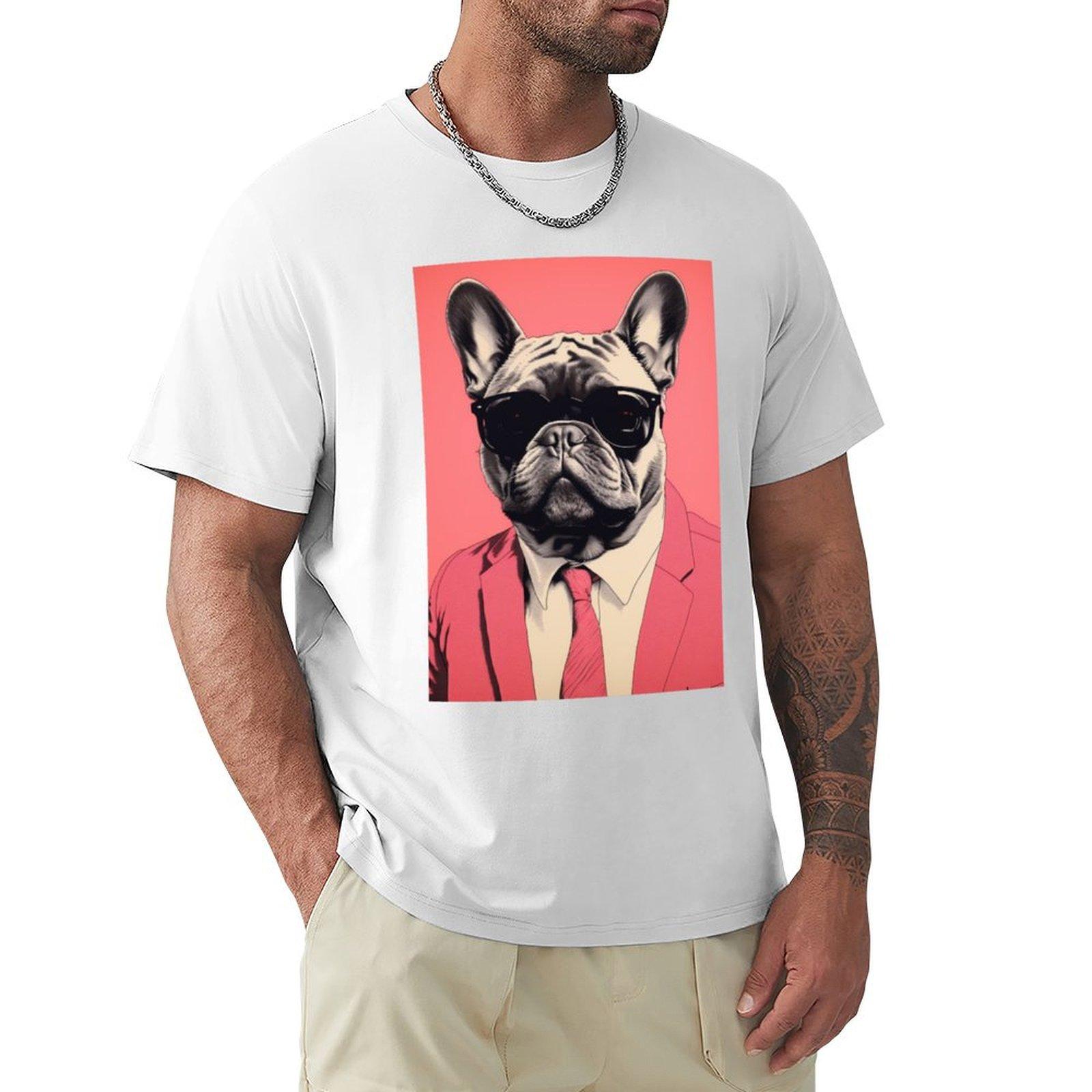 Frenchie In A Pink Suit With Shades Tshirt Moisture Wicking Athletic Tshirt S