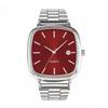 High-End Retro Silver Small Square Steel Band Watch with Calendar, Gold Brick Quartz Movement for Men and Women