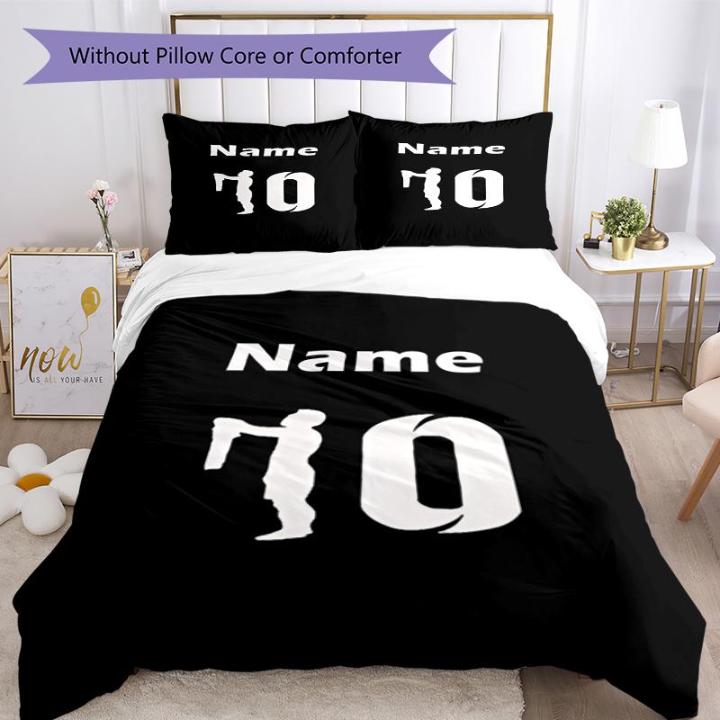 3pcs Custom Name 10 Bedding Set Duvet Cover Closure Includes 1 Duvet Cover & 2 Pillowcases, Soft and Comfortable for All Seasons.