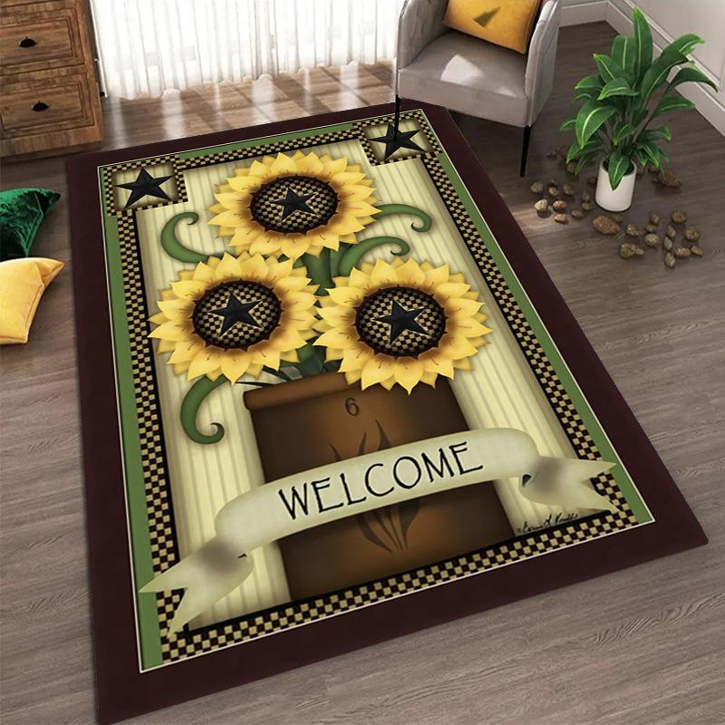 Sunflower Pattern Living Room Carpet Dirt Resistant and Easy To Maintain Foot Mat Bedroom Large-sized Floor Mat