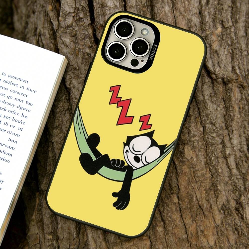 

Vintage Felix the Cat Phone Case For iPhone 17,16,15,14,13,12,11 Plus,Pro Max,XS,Colored Silver Plated Inside Cover iPhone15