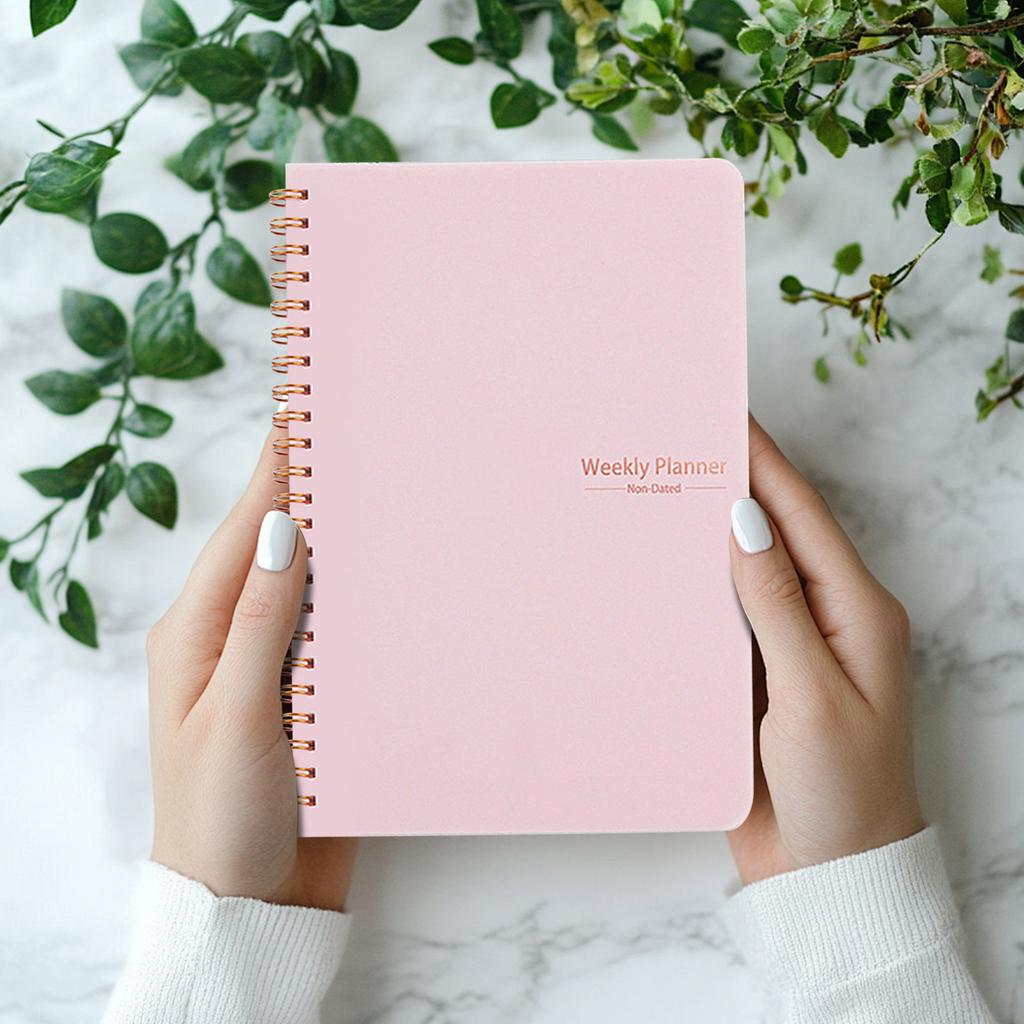 Planner, Academic Planner, Hardcover Leather Calendar Planner With Monthly Label, Spiral Bound Daily Planner