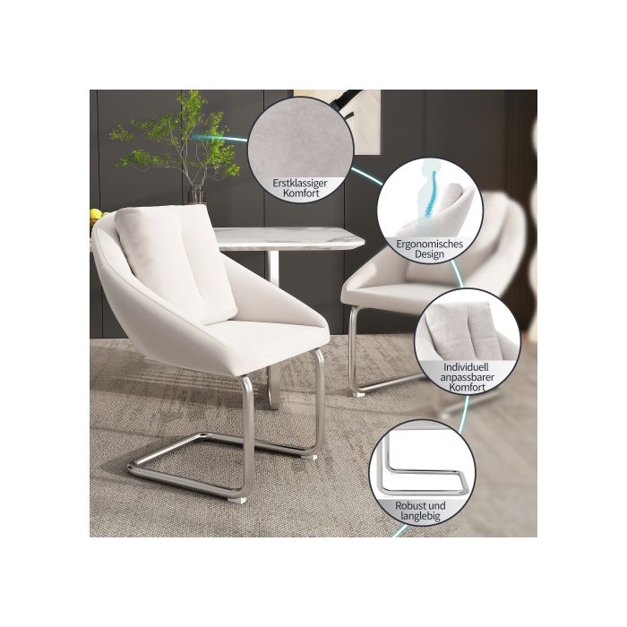 Chaise de salle à manger - MUVOE - Velours - Beige - Ergonomique - Lot de 2