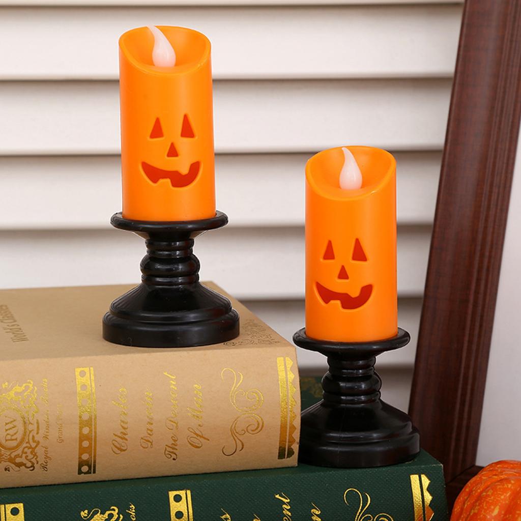 6PCS Pumpkin Candle Light, Orange Flameless Candle Lights LED Lamps Festival Decor Light For Halloween Party Table Centerpieces
