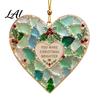 Memorial Ornaments for Christmas Handmade Sea Glass Ornament Mosaic Angel/Heart/Red Bird/Tree Hanging Coastal Tree Decoration with Sentimental Text,