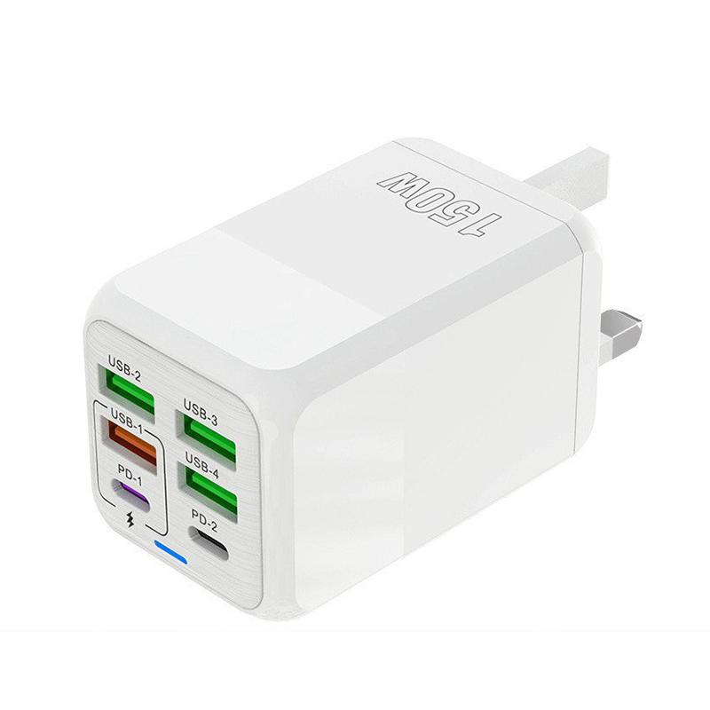 150 W 6 portów Pd QC 4.0 USB C Szybka ładowarka ścienna Super szybkie ładowanie dla iPhone'a Samsunga Ipada Xiaomi Huawei Oneplus Oppo