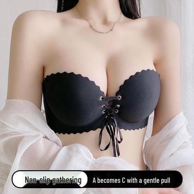 Women's Strapless Push-Up Bandeau Bra, Non-Slip, Seamless, for Small Busts
