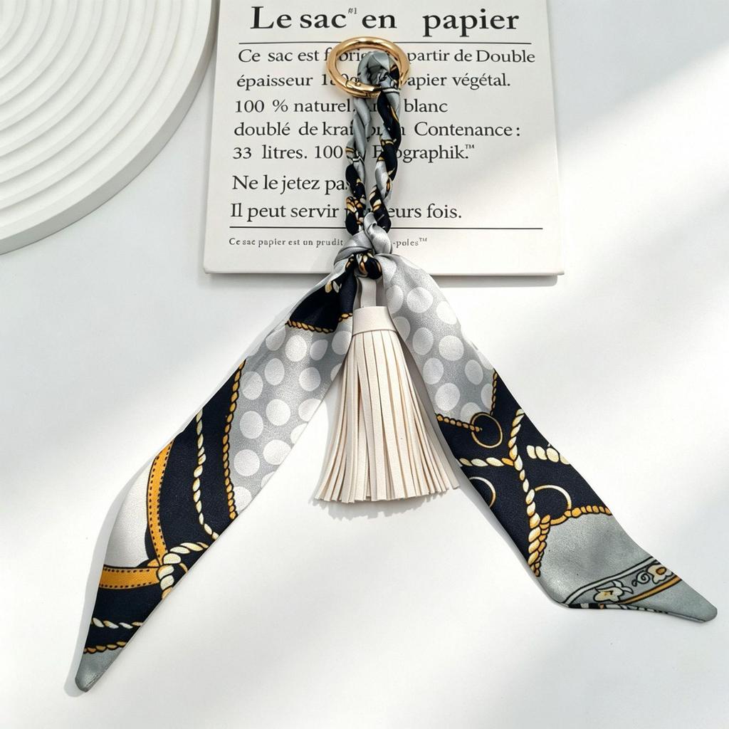 Zijden Sjaal Leer Kwastje Sleutelhanger: Veelzijdig Dames Tas Ornament Accessoire