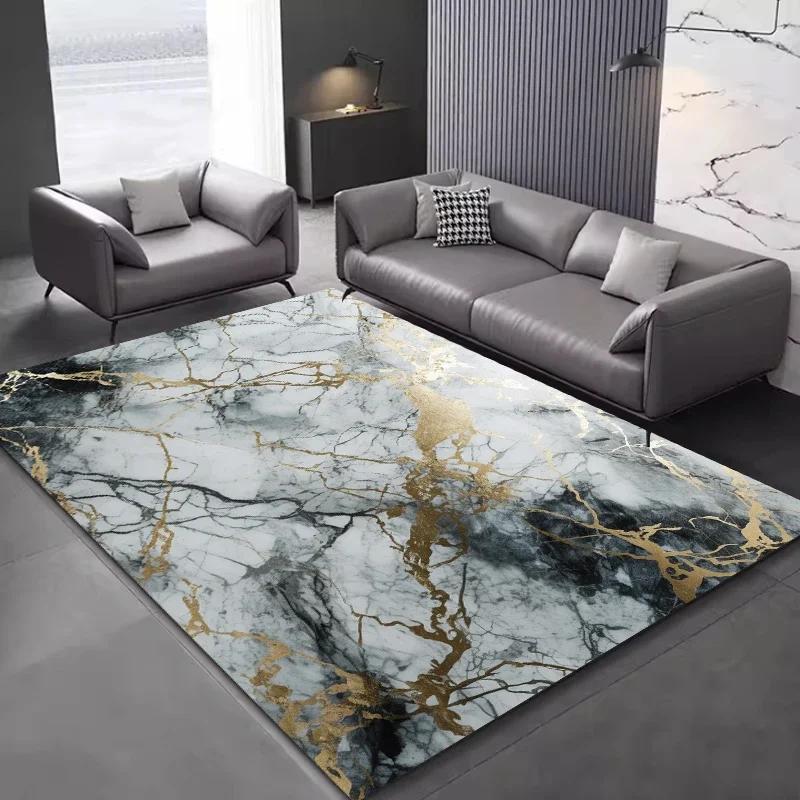 Luxury Nordic Flannel Carpets for Living Room Sofa Beside Texture Decoration Bedroom Rug Large Size Non-slip Washable Lounge Mat