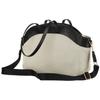 Women's City Bag Made of Genuine Leather and Polyamide Fiber In Beige-black Color - Peterson