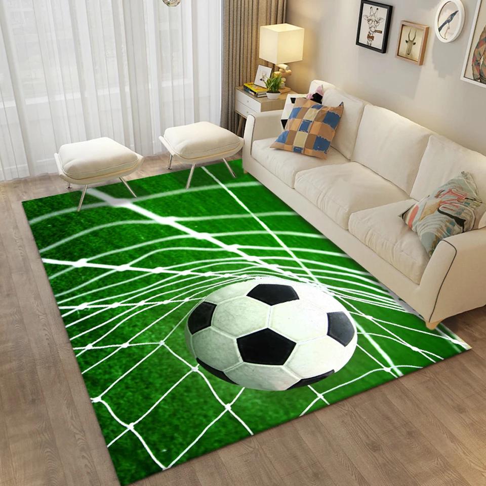 3D Football Printing Floor Mat Carpets for Living Room Soccer Field Area Rug Kids Bedroom Bathroom Mats Anti-slip Home Mat Rugs