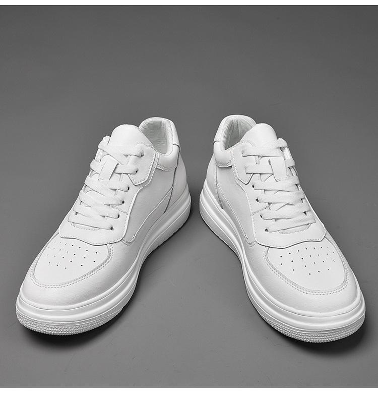 Spring Men's 10cm Height-Boosting Casual White Board Shoes: Comfortable & Versatile