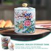 Ceramic Storage Jar Multifunctional Tea Salt Candy Canister Storage Container with Airtight Lid for Cooking