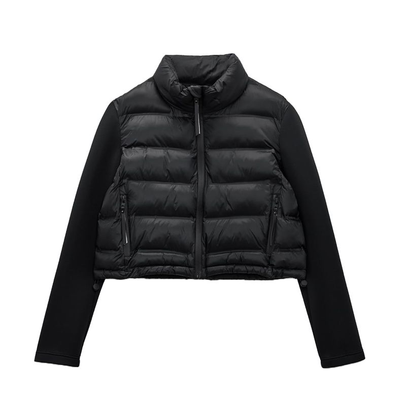Spring New Arrival Small Stand Collar Short Top Black Panel Cotton Jacket Outwear 4391709