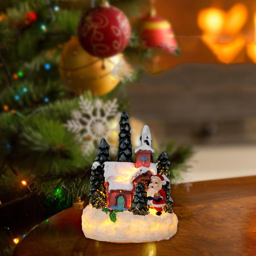 Christmas Figurine Gift Village House Statue for Housewarming Desktop Indoor