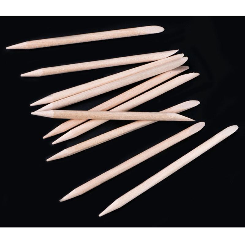 100× Orangenholzstäbchen für Nägel, Holz Nagelhautschieber Entferner für Maniküre Pediküre