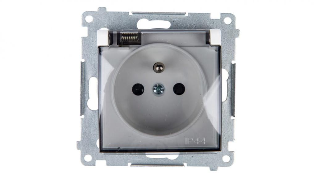 Simon 54 Splashproof Socket Z/U Ip44 With Transparent Flap White Dgz1Buz.01/11A