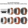 Cinturino Sportivo in Pelle Regolabile a Rilascio Rapido Cinturino per Fitness Tracker Sostituzione Braccialetto con Cornice Metallica per Amazfit Helio Strap