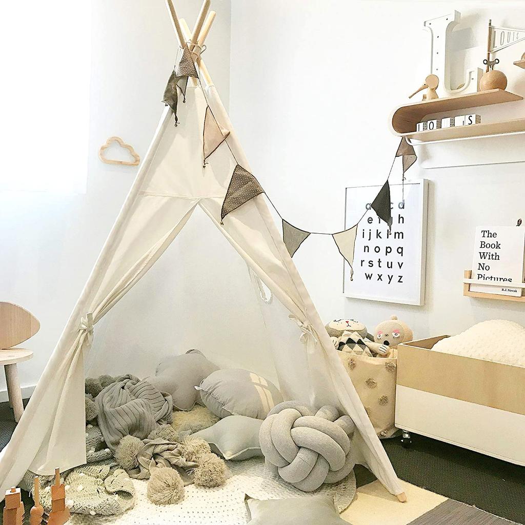 Wilwolfer Kids' Teepee Tent, Toy House, Easy Assembly, Portable Secret Base, Birthday or Christmas Gift (White)