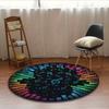 Colorful Music Notes Equalizer Round Rug Flannel DJ Party Decor for Bedroom Gaming Room Audio Visual Themed Floor Mat