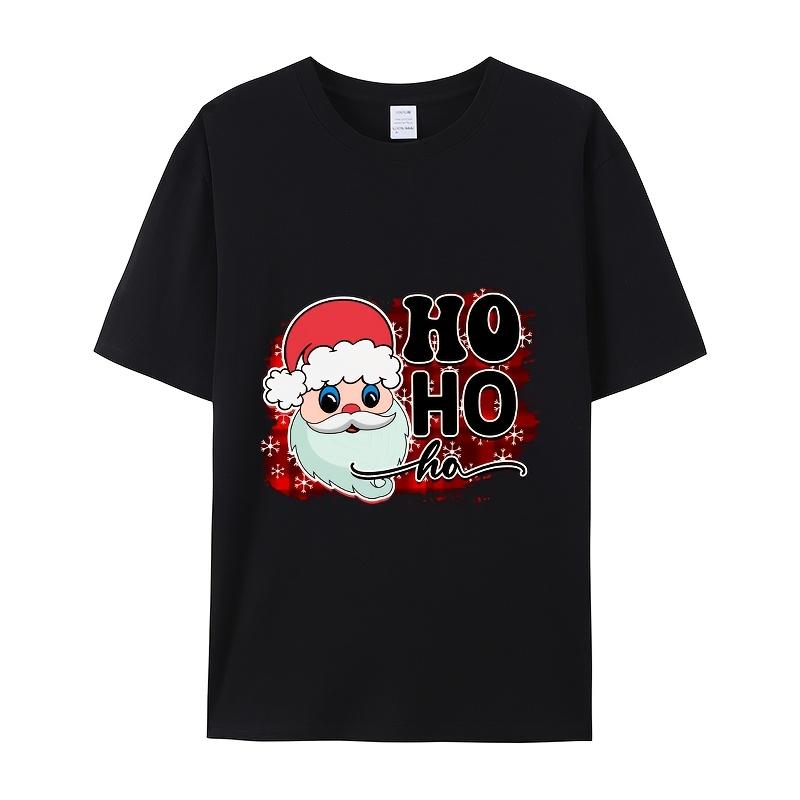 Cute Santa with Ho Ho Ho textPrint T-Shirt Summer Casual Streetwear Men Women Unisex Fashion Tshirt Top