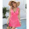 Plus Size Beach Holiday Cover-Ups Women's Sexy Hollow Deep V Cross Waisted Tank Dress