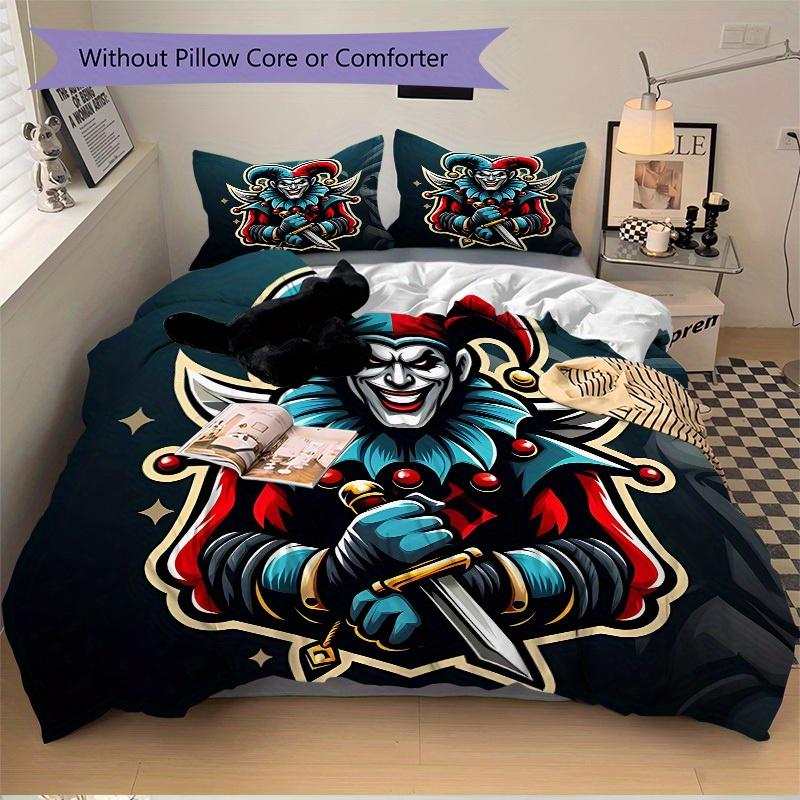 3pcs set Jester Knight 1 Quilt Cover + 2 Pillowcases, All Seasons Bedroom Setting, Perfect for Home and Dorm Decor a150