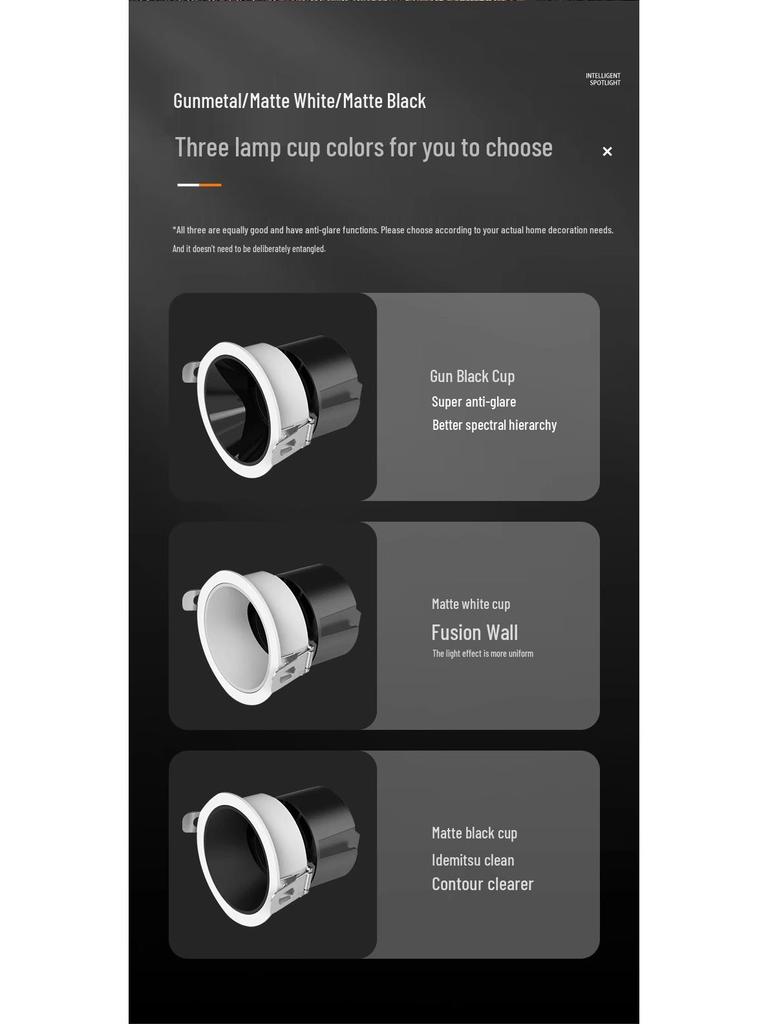 Smart Dimming & Color-Changing LED Recessed Spotlight for Anti-Glare Villa Wall