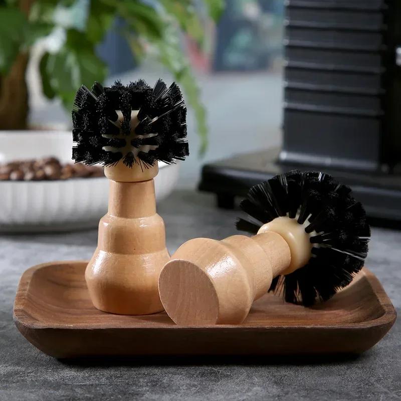 Portafilter Cleaning Brush Barista Espresso Coffee Tamper Cleaning Brush 51mm 54mm 58mm Tool with Wooden Handle Barista