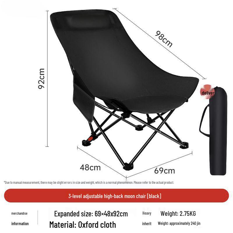 Portable High-Back Moon Chair: Folding Recliner for Fishing, Beach, Picnic