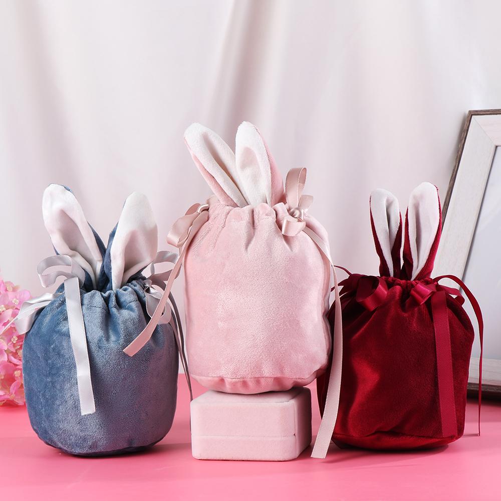 Bunny Ears Easter Bunny Ears Candy Bags Flannelette Gift Packing Bags Rabbit Ear Gift Bag  Easter