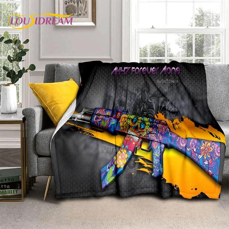 Rifle Pistol Cartridge USP,AK,AWP,M4,3D Gun Knife Blanket,Soft Throw Blanket for Home Bedroom Bed Sofa Picnic Cover Blanket Kids