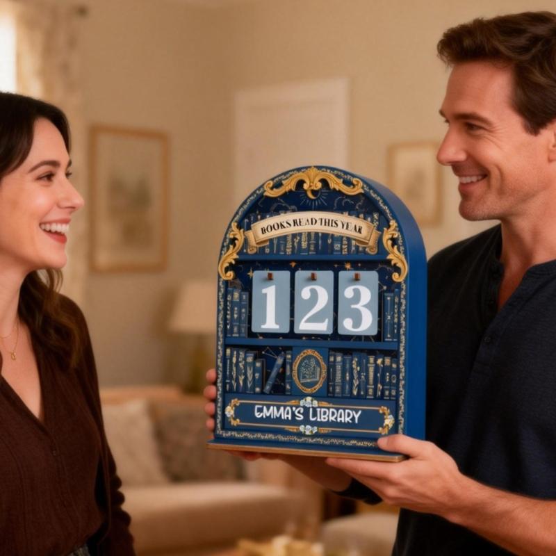 Books Read This Year Counter Fantasy Book Trackers Sign for Home Library Decors Bookworm Gift for Women Teachers