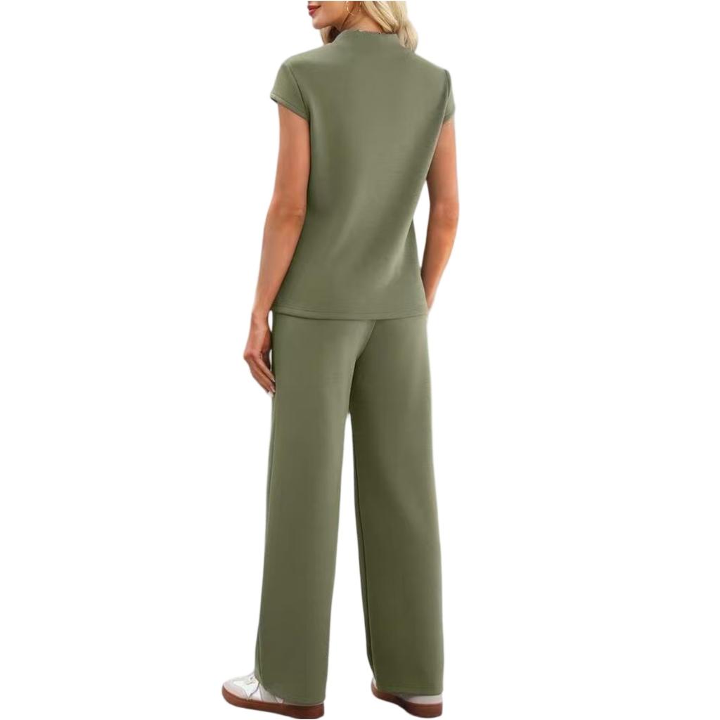 Fashion Women's Round Neck Short Sleeved Pants Fashion Casual Suit